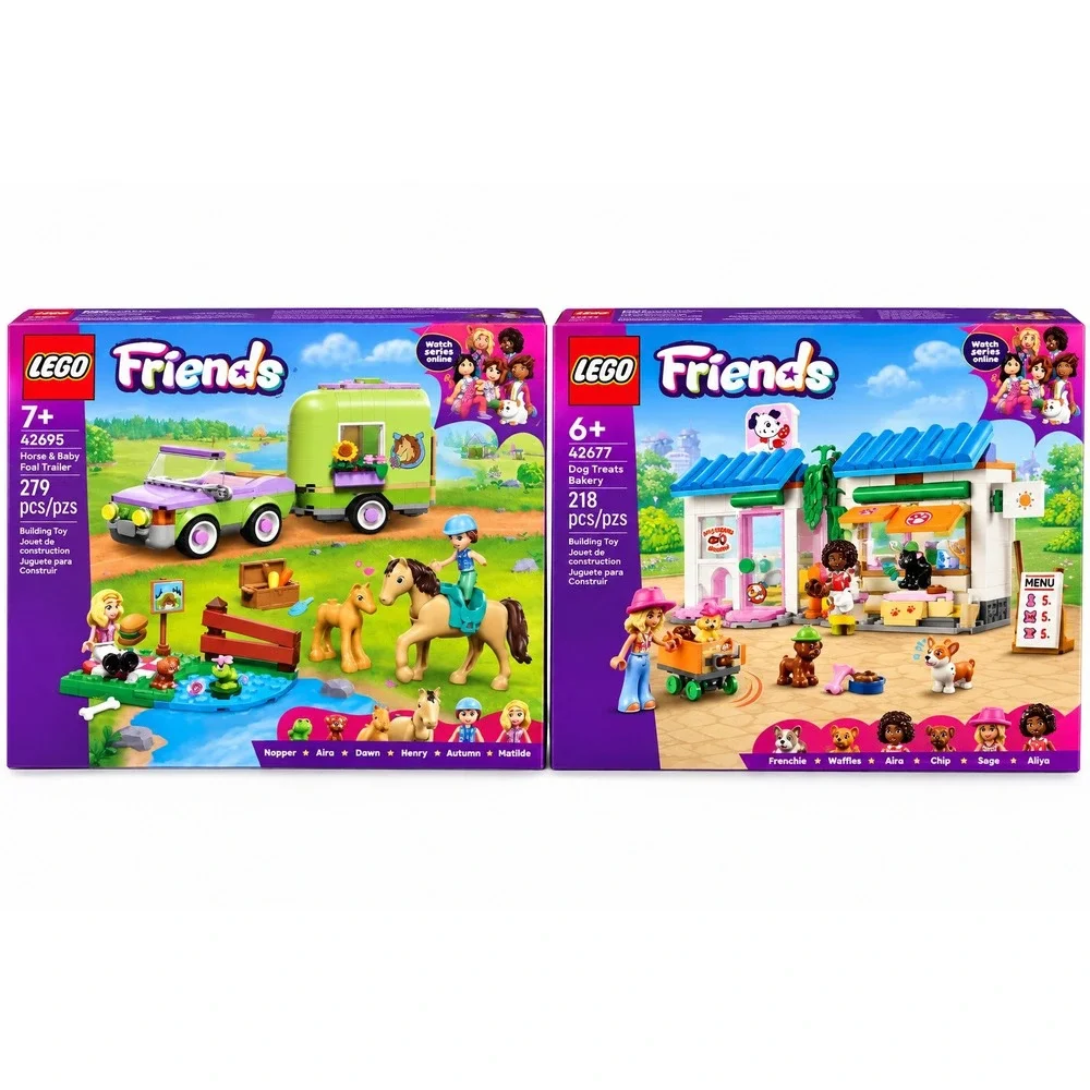 LEGO Friends 42695 Horse Trailer 42677 Dog Bakery Set Bundle Brick Building NEW
